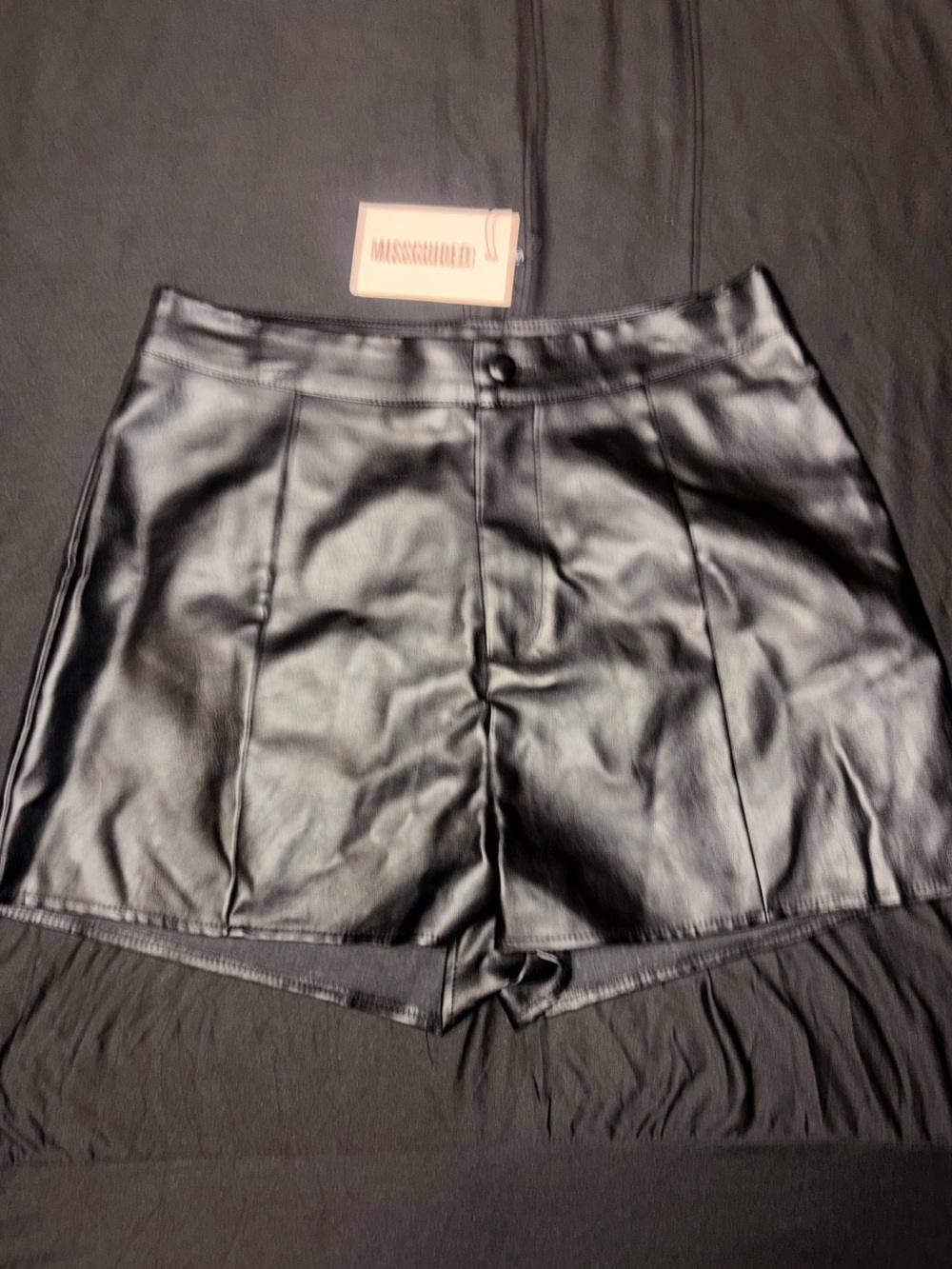 Missguided Black High-Waist Faux Leather Shorts